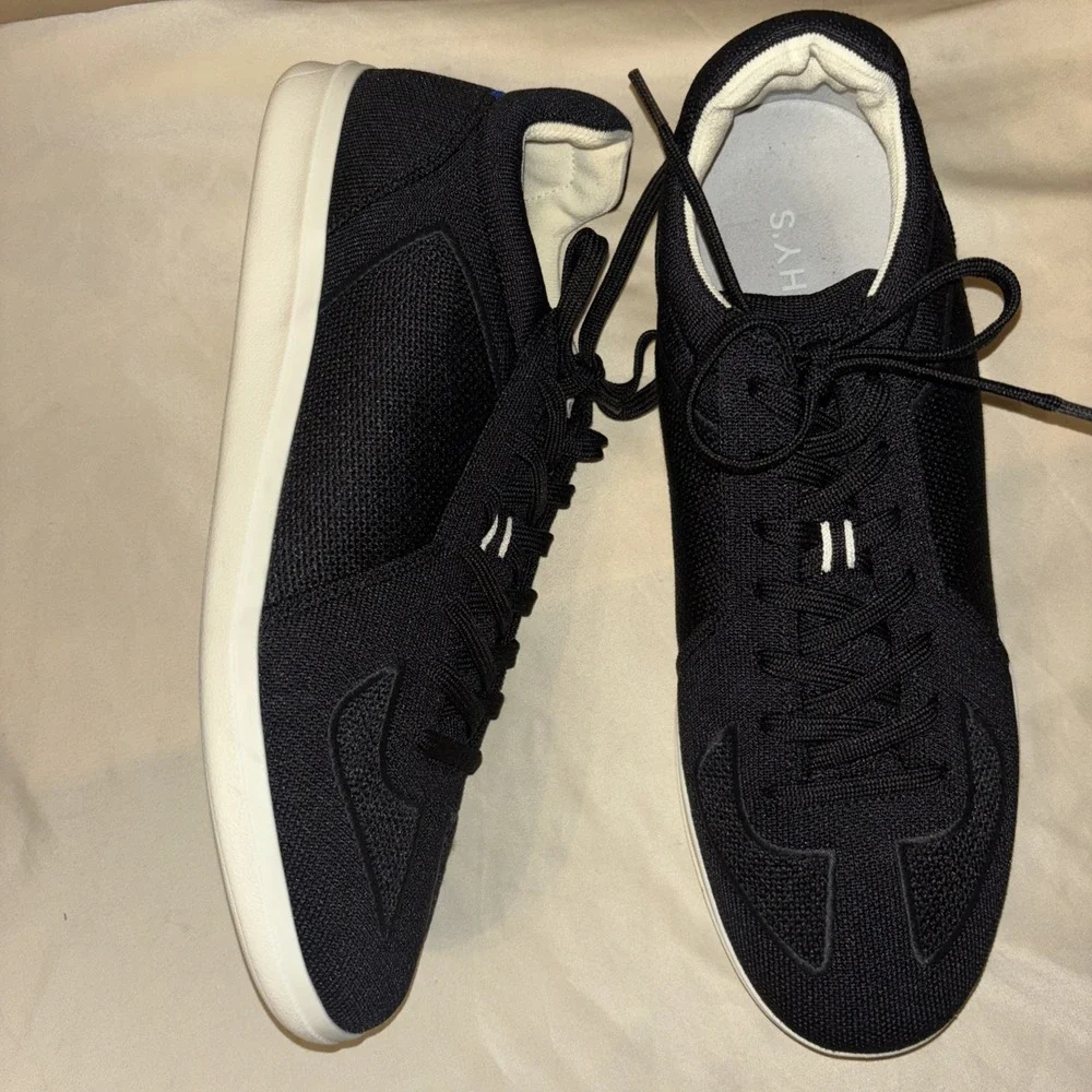Rothy's Men Sz 12 Black RS01 Lace Up Sneakers Washable Knit $179 Casual Shoe